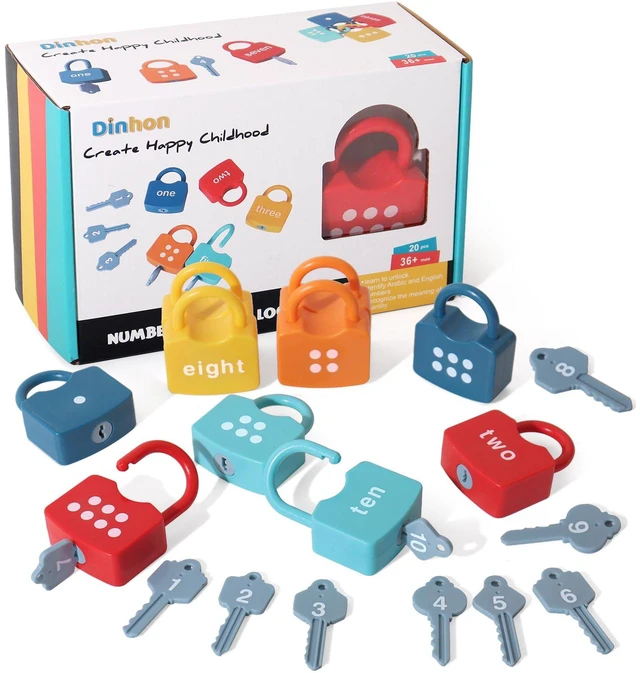 Main image of Montessori Number Lock Key Toy Learning Game for 3-5 Years Old Kids preschool educational toy Numbers Matching & Counting Game Boy and girl holiday gifts