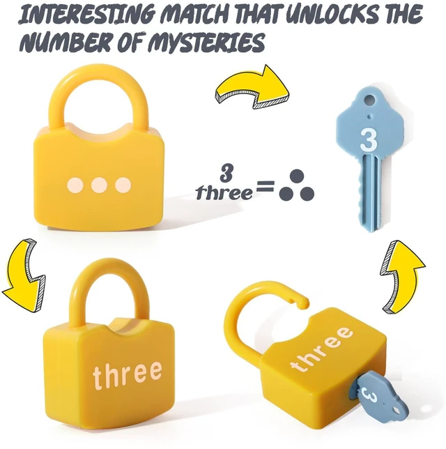 Alt view image 3 of 6 - Montessori Number Lock Key Toy Learning Game for 3-5 Years Old Kids preschool educational toy Numbers Matching & Counting Game Boy and girl holiday gifts