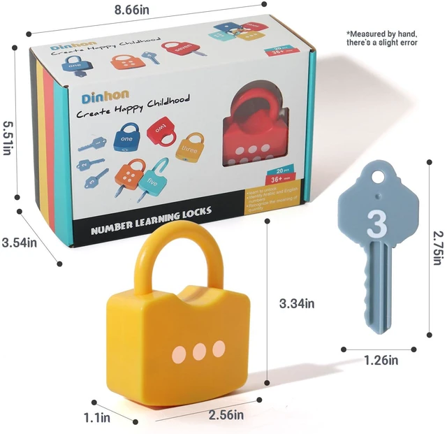 Alt view image 6 of 6 - Montessori Number Lock Key Toy Learning Game for 3-5 Years Old Kids preschool educational toy Numbers Matching & Counting Game Boy and girl holiday gifts