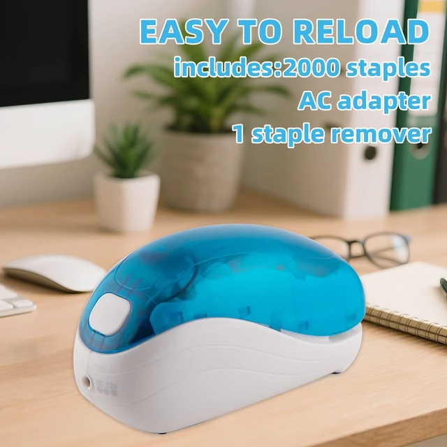 Alt view image 2 of 7 - Electric Stapler,Including 2000 Staples and 1 Staple Remover, Suitable for Palm Size and high Comfort25 Sheet Capacity, AC Adapter or Battery PoweredBattery not Included