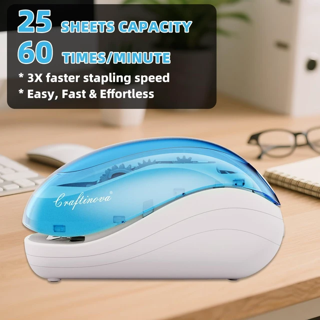 Alt view image 5 of 7 - Electric Stapler,Including 2000 Staples and 1 Staple Remover, Suitable for Palm Size and high Comfort25 Sheet Capacity, AC Adapter or Battery PoweredBattery not Included