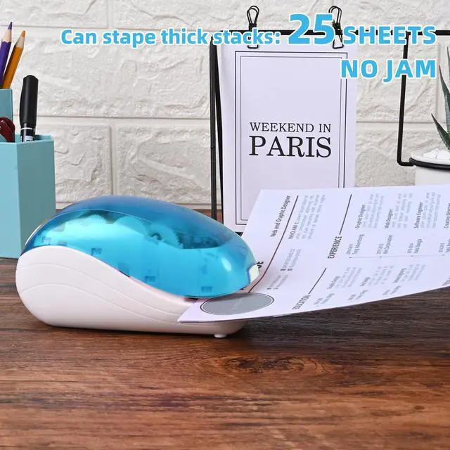 Alt view image 3 of 7 - Electric Stapler,Including 2000 Staples and 1 Staple Remover, Suitable for Palm Size and high Comfort25 Sheet Capacity, AC Adapter or Battery PoweredBattery not Included