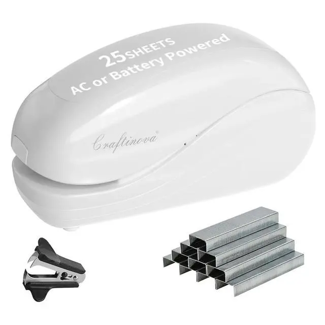 Main image of Electric Stapler,Including 2000 Staples and 1 Staple Remover, Suitable for Palm Size and high Comfort25 Sheet Capacity, AC Adapter or Battery PoweredBattery not Included(White)
