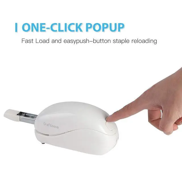 Alt view image 2 of 7 - Electric Stapler,Including 2000 Staples and 1 Staple Remover, Suitable for Palm Size and high Comfort25 Sheet Capacity, AC Adapter or Battery PoweredBattery not Included(White)