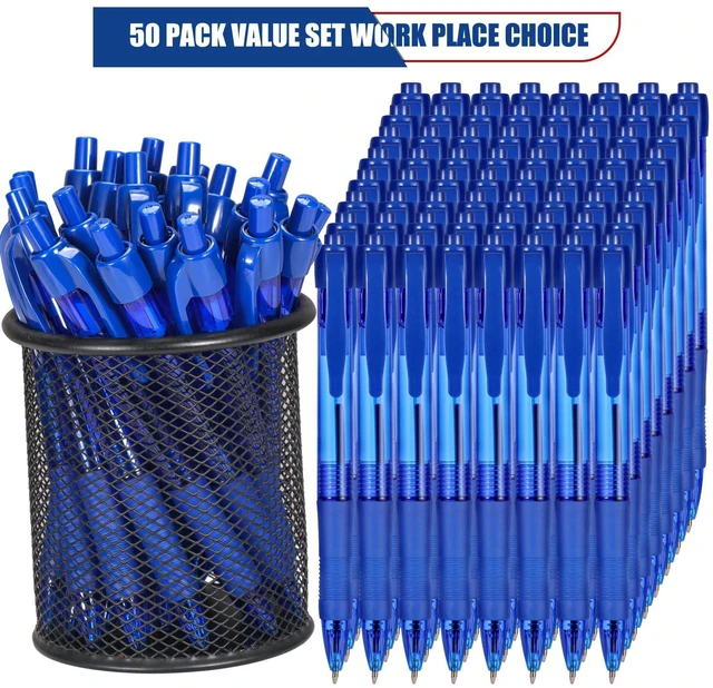 Alt view image 2 of 6 - Pens Bulk, 50 Pack No Bleed Blue Ink Click Pens with Soft Grip, Wholesale Retractable Ballpoint Pens for Office School, Medium Point Smooth 1.0MM
