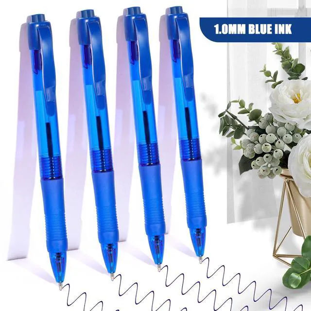 Alt view image 3 of 6 - Pens Bulk, 50 Pack No Bleed Blue Ink Click Pens with Soft Grip, Wholesale Retractable Ballpoint Pens for Office School, Medium Point Smooth 1.0MM