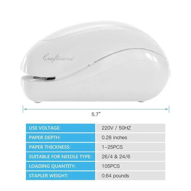 Alt view image 3 of 7 - Electric Stapler,Including 2000 Staples and 1 Staple Remover, Suitable for Palm Size and high Comfort25 Sheet Capacity, AC Adapter or Battery PoweredBattery not Included(White)