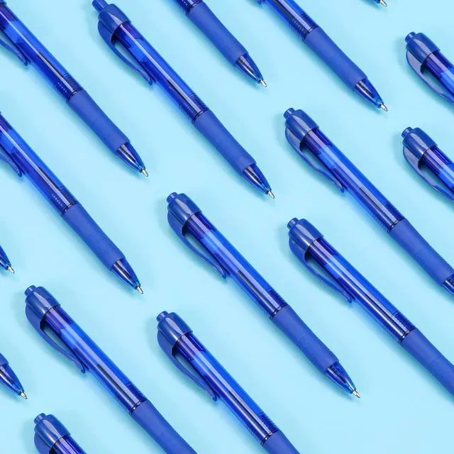 Alt view image 5 of 6 - Pens Bulk, 50 Pack No Bleed Blue Ink Click Pens with Soft Grip, Wholesale Retractable Ballpoint Pens for Office School, Medium Point Smooth 1.0MM