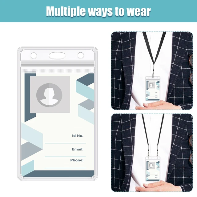 Alt view image 6 of 7 - 150 Pack Vertical Id Badge Holders, Clear Waterproof PVC, Resealable 4.5 x 2.7 In, Transparent Scan-Through Design, Zip Seal, For Office Staff, Teachers, Nurses, Students