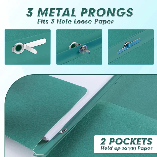 Alt view image 3 of 7 - 30 Pack Two Pocket Paper Folders with Prongs, Letter Size (5 Colors) 3 Prong Folders with Pockets, Paper, 3 Hole Punched, For School, Office, Home, Business
