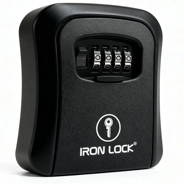 Main image of ® Medium Wall Mount Combination Key Lock Box, Outdoor (Black) Screw-in wall mount (4 screws + 4 anchors) not magnetic, does not hang; weather-resistant zinc alloy, includes key hanger