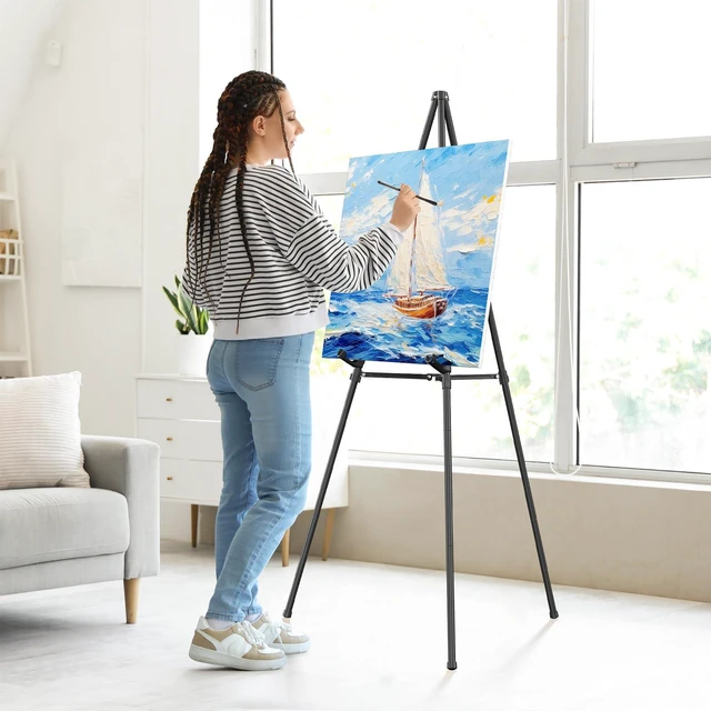 Alt view image 7 of 7 - Easel Stand for Sign Portable,66" Easel Display Stand Metal, Adjustable Easels for Display,Wedding Signs, Posters-Black(4 Pack)