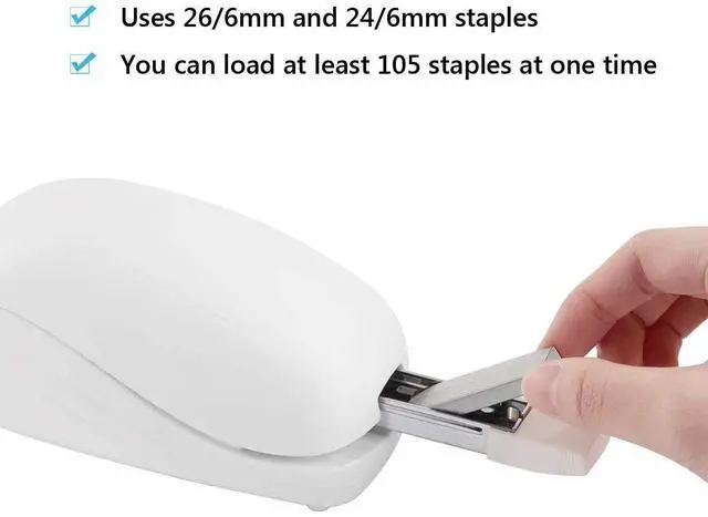 Alt view image 5 of 7 - Electric Stapler,Including 2000 Staples and 1 Staple Remover, Suitable for Palm Size and high Comfort25 Sheet Capacity, AC Adapter or Battery PoweredBattery not Included(White)
