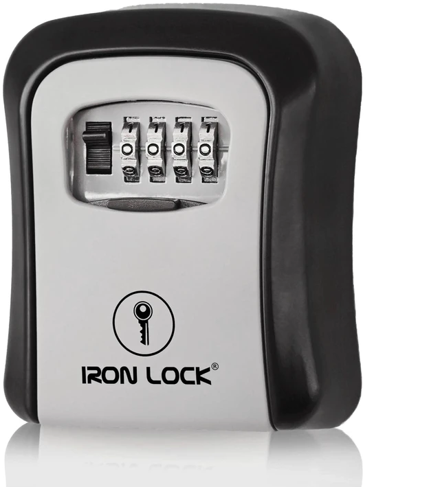 Main image of ® Medium Wall Mount Combination Key Lock Box, Outdoor (Grey) Screw-in wall mount (4 screws + 4 anchors) not magnetic, does not hang; weather-resistant zinc alloy, includes key hanger