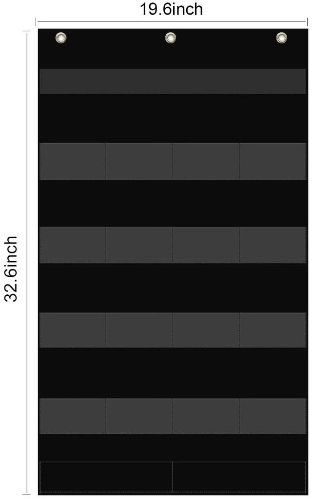 Alt view image 2 of 7 - Class Jobs Pocket Chart with 17 Pockets and 2 Storage Bags,73 Cards Class Management Educational Pocket Chart Teacher's Helper Size: 32.6" L x 19.6 H Bulletin Board for Classroom (Black)