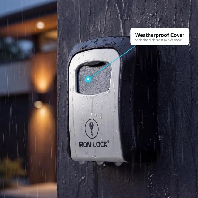 Alt view image 4 of 7 - ® Medium Wall Mount Combination Key Lock Box, Outdoor (Grey) Screw-in wall mount (4 screws + 4 anchors) not magnetic, does not hang; weather-resistant zinc alloy, includes key hanger