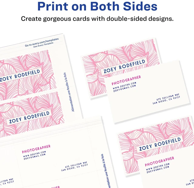 Alt view image 7 of 7 - Clean Edge Printable Business Cards, Sure Feed Technology, 2" x 3.5", White, 2,000 Blank Cards for Laser Printers (5870)