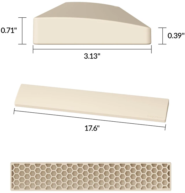Alt view image 4 of 7 - Retro Cream Silicone Wrist & Palm Rest, 17.6" Full Size for K10 Pro / K10 Max / Q6 / Q6 Pro / Q6 Max / Q6 HE / V6 / V6 Max / C4 HE, Washable, Non-Slip Base, Typing Support