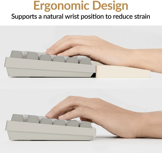 Alt view image 6 of 7 - Retro Cream Silicone Wrist & Palm Rest, 17.6" Full Size for K10 Pro / K10 Max / Q6 / Q6 Pro / Q6 Max / Q6 HE / V6 / V6 Max / C4 HE, Washable, Non-Slip Base, Typing Support