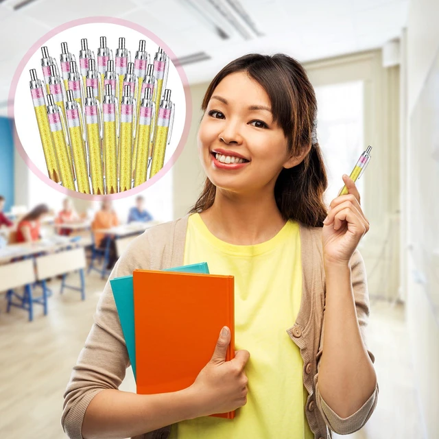 Alt view image 6 of 7 - 100 Pcs Teacher Pens Back to School Gifts Bulk Pencil Ballpoint First Day of School Gift for Teacher Student Welcome Back to Classroom Preschool Kindergarten Staff Must Have Stationery