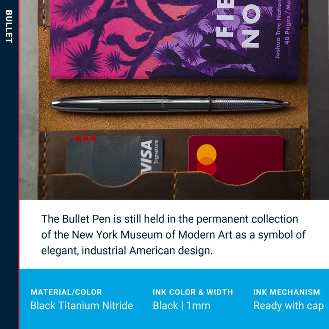 Alt view image 3 of 7 - Space Pen Dark Matter Black Titanium Nitride Ballpoint Bullet Pen Gift Box, Compact Size, Writes Upside Down and in Extreme Temperatures, Smooth Black Ink, Medium Point, Made in the USA