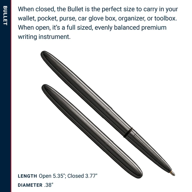 Alt view image 6 of 7 - Space Pen Dark Matter Black Titanium Nitride Ballpoint Bullet Pen Gift Box, Compact Size, Writes Upside Down and in Extreme Temperatures, Smooth Black Ink, Medium Point, Made in the USA