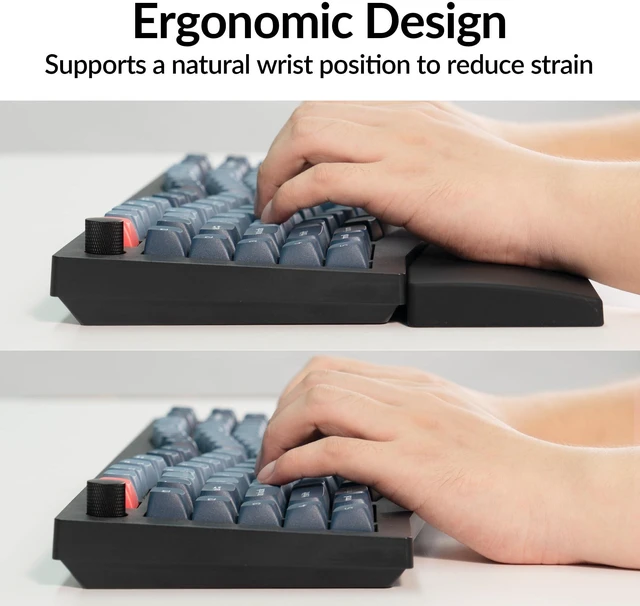 Alt view image 4 of 7 - Black Silicone Wrist & Palm Rest, 17.56" for 100% Alice Layout Mechanical Keyboards (Q13 Max / Q13 Pro) Full Honeycomb Anti-Slip Base, Smooth and Soft Typing Support
