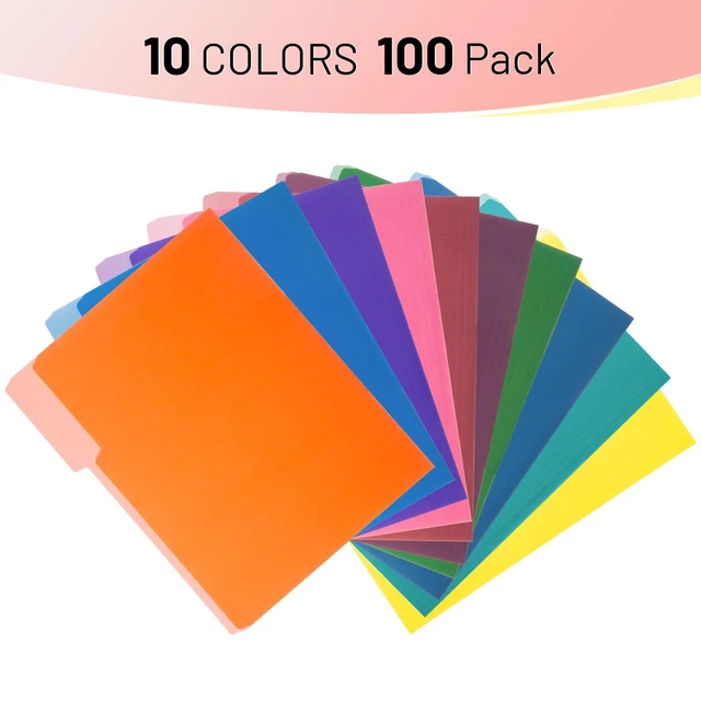 Alt view image 5 of 7 - Colored File Folders,100 Pack Manila Folders, Letter Size 8.5" x 11", 1/3-Cut Tabs, Assorted 10 Colors, Colored File Folders for Office, School & Business Organization