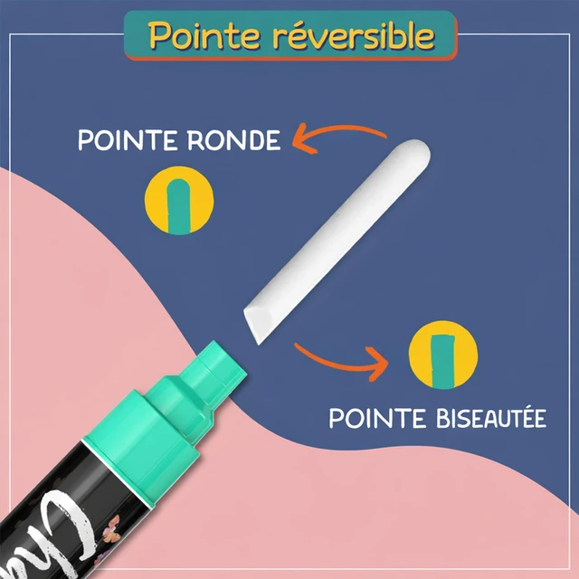 Alt view image 3 of 7 - Erasable Liquid Chalk Markers (30 Pack 6mm) - Car Window Markers Pastel + Neon Chalk Pens, Wet Wipe Washable Paint for Chalkboard Sign, Blackboards, Glass, Board, Mirror - 6mm Reversible Tip