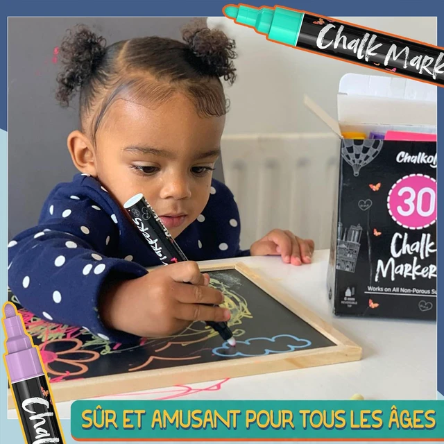 Alt view image 4 of 7 - Erasable Liquid Chalk Markers (30 Pack 6mm) - Car Window Markers Pastel + Neon Chalk Pens, Wet Wipe Washable Paint for Chalkboard Sign, Blackboards, Glass, Board, Mirror - 6mm Reversible Tip