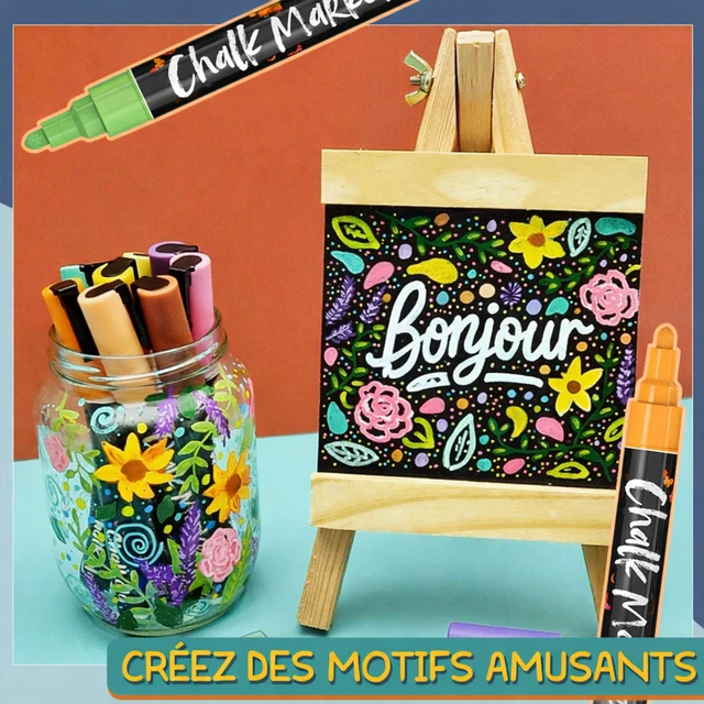 Alt view image 6 of 7 - Erasable Liquid Chalk Markers (30 Pack 6mm) - Car Window Markers Pastel + Neon Chalk Pens, Wet Wipe Washable Paint for Chalkboard Sign, Blackboards, Glass, Board, Mirror - 6mm Reversible Tip