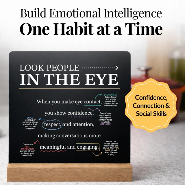 Alt view image 2 of 7 - Emotional Intelligence Mindset Cards 52 Daily Habits for Confidence, Connection & Social Skills for Kids, Teens & Adults Includes Wooden Display Stand Gift for Teachers & Parents