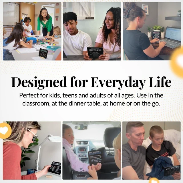 Alt view image 5 of 7 - Emotional Intelligence Mindset Cards 52 Daily Habits for Confidence, Connection & Social Skills for Kids, Teens & Adults Includes Wooden Display Stand Gift for Teachers & Parents