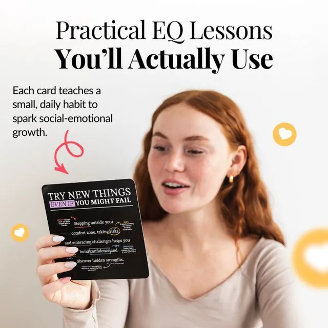 Alt view image 3 of 7 - Emotional Intelligence Mindset Cards 52 Daily Habits for Confidence, Connection & Social Skills for Kids, Teens & Adults Includes Wooden Display Stand Gift for Teachers & Parents