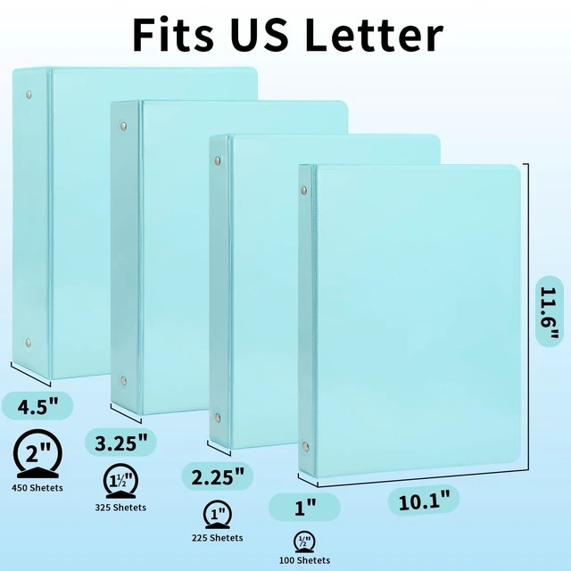 Alt view image 4 of 7 - 3 Ring Binders,1 Round Ring, Holds 8.5 * 11inch Papers, with 2 Pockets,6 Colors Binder Assorted Pack