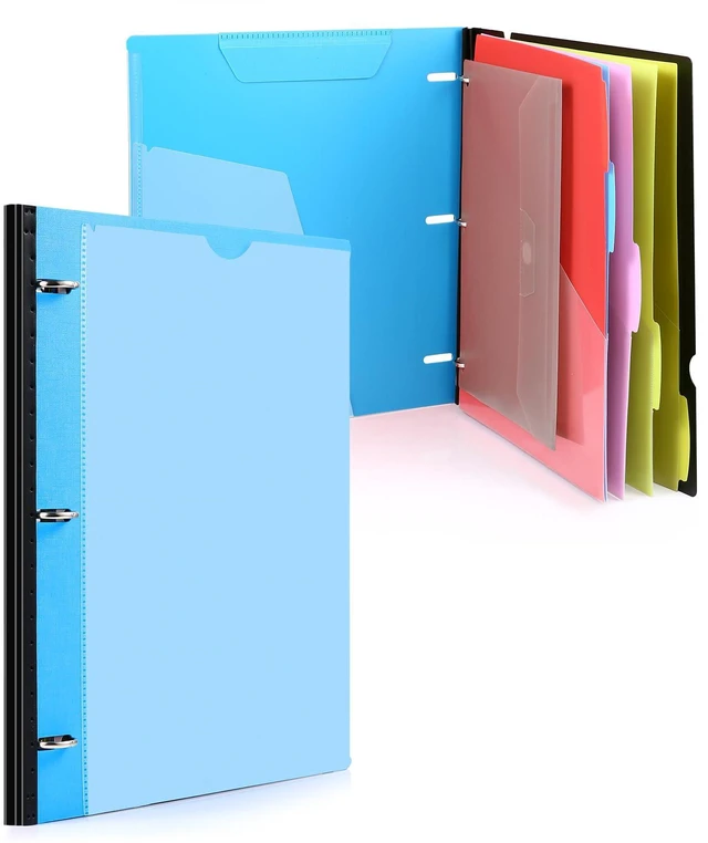 Main image of Telescoping Project Organizer, 1 Inch 3 Ring Binder, Blue Clear Front Pocket / Tabbed Catalog Pocket / 5-Tab Pocket Dividers / 1 Plastic Binder Pocket