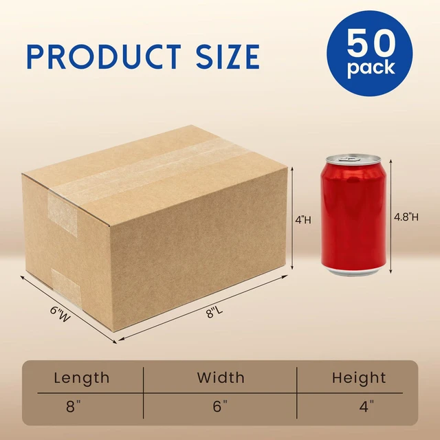Alt view image 2 of 6 - 8x6x4" Small Shipping Boxes 50 Pack Corrugated Cardboard Box Brown 3 Layers, Bulk quantity, Packaging for Small Business, Mailer Mailing Packing Supplies