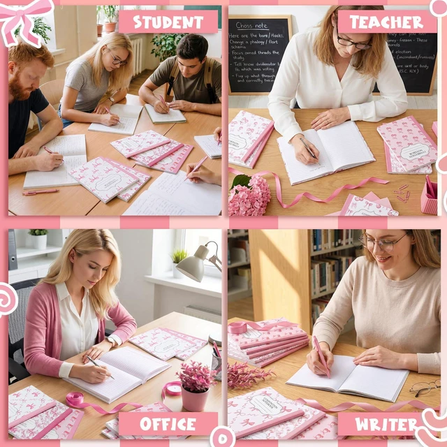 Alt view image 6 of 7 - 6 Pack Pink Cherry Composition Notebook College Ruled Back to School Supplies 110 Pages Note Taking, 9-3/4 x 7-1/2"Inch Size, Preppy Aesthetic Design, Cute Journal Office Use