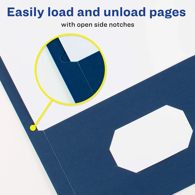 Alt view image 2 of 5 - Two-Pocket Folders, Dark Blue, Box of 25, Multi Pack of 5 (47985)