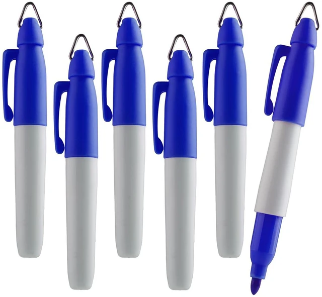 Main image of Mini Permanent Markers | Assorted Colours | Fine Point | 6 Count (Blue Pack of 48)