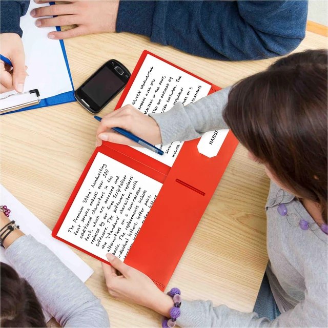 Alt view image 7 of 7 - 100 Pack Plastic Folders with Pockets, 5 Color Heavy Duty Two Pocket Folder Business Card Holder for Office, High School, Business Resume