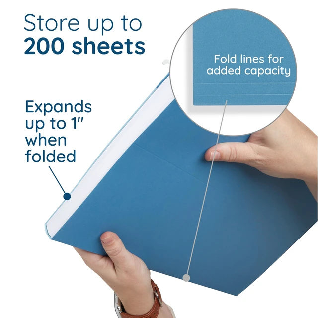 Alt view image 4 of 7 - 25 Hanging File Folders, Legal Size, Reinforced 11pt, 1/5 Cut Tabs, Plastic Tabs and Inserts Included, for Filing Cabinet, Home, and Office Use