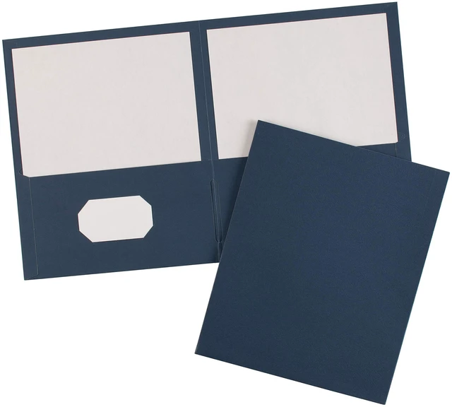 Alt view image 4 of 5 - Two-Pocket Folders, Dark Blue, Box of 25, Multi Pack of 5 (47985)