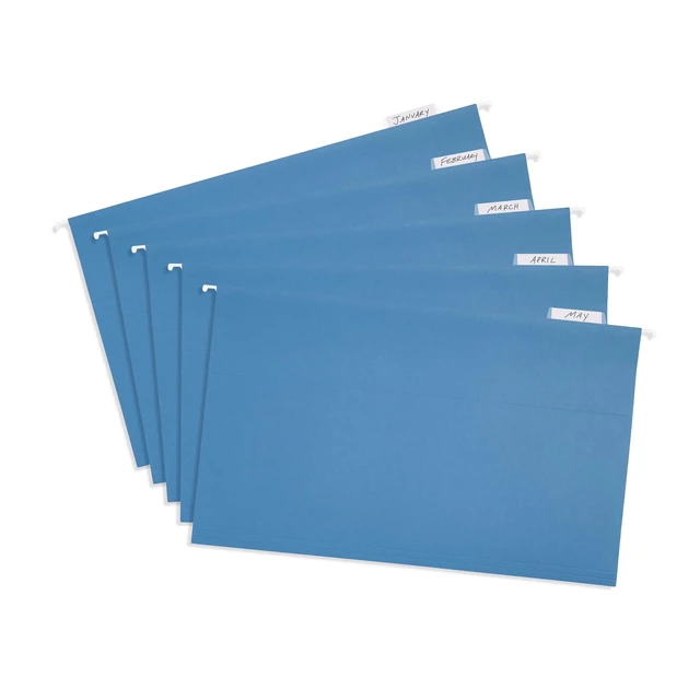 Alt view image 5 of 7 - 25 Hanging File Folders, Legal Size, Reinforced 11pt, 1/5 Cut Tabs, Plastic Tabs and Inserts Included, for Filing Cabinet, Home, and Office Use