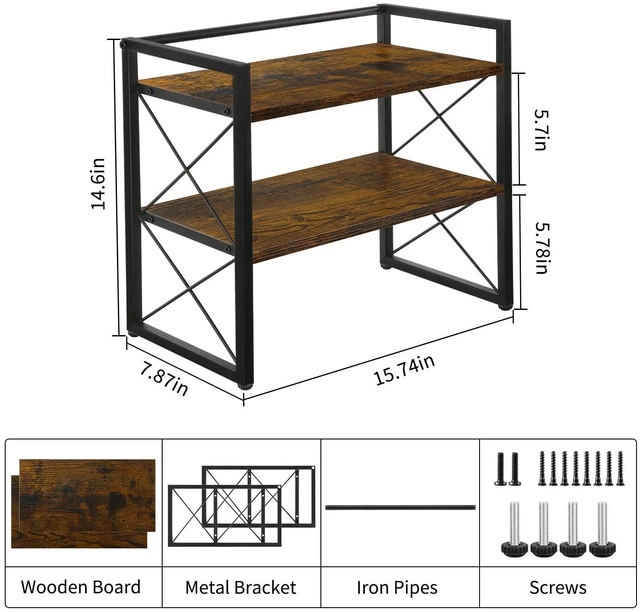 Alt view image 3 of 7 - Desktop Shelf Organizer, 2 Tier Office Shelves, Wood Desk Organizer Storage Rack and Freestanding Display Shelf for Office, Dormitory, Home