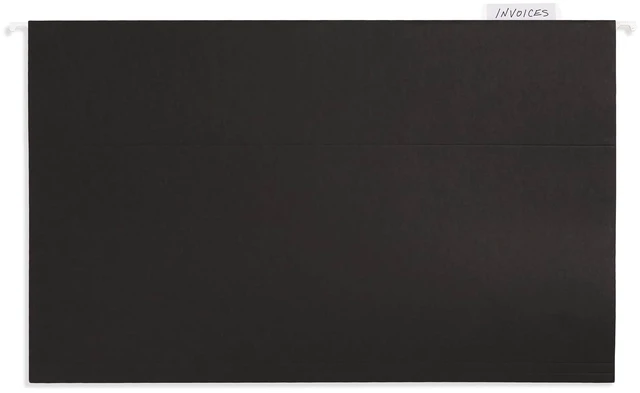 Alt view image 5 of 6 - 25 Hanging File Folders, Legal Size, Black Reinforced 11pt, 1/5 Cut Tabs, Plastic Tabs and Inserts Included, for Filing Cabinet, Home, and Office Use