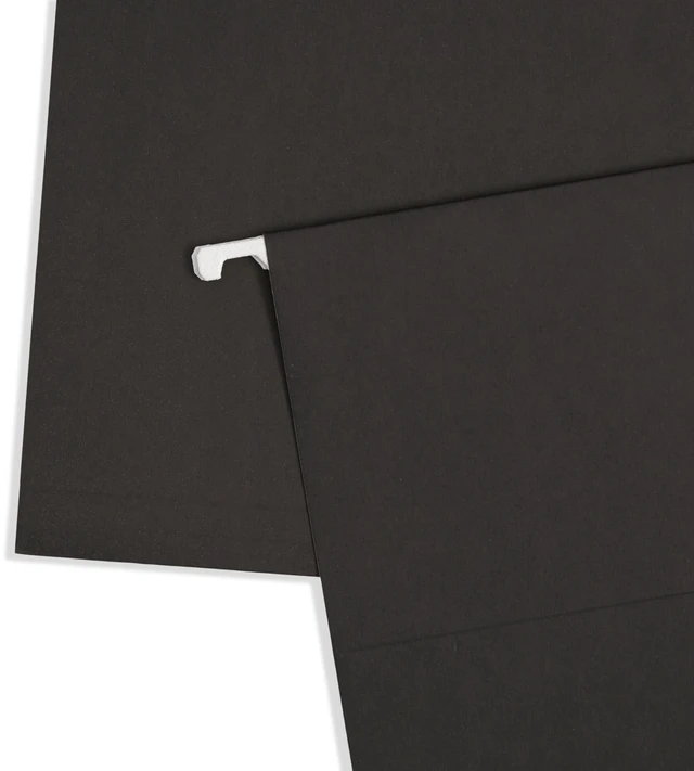 Alt view image 6 of 6 - 25 Hanging File Folders, Legal Size, Black Reinforced 11pt, 1/5 Cut Tabs, Plastic Tabs and Inserts Included, for Filing Cabinet, Home, and Office Use