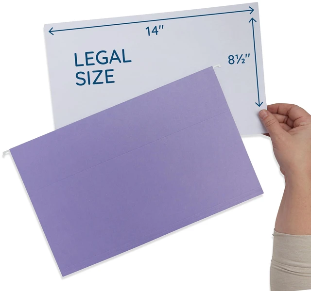 Alt view image 2 of 7 - 25 Hanging File Folders, Legal Size, Gem Tones Reinforced 11pt, 1/5 Cut Tabs, Tabs and Inserts Included, Color-Coded Filing for Cabinet, Home, and Office