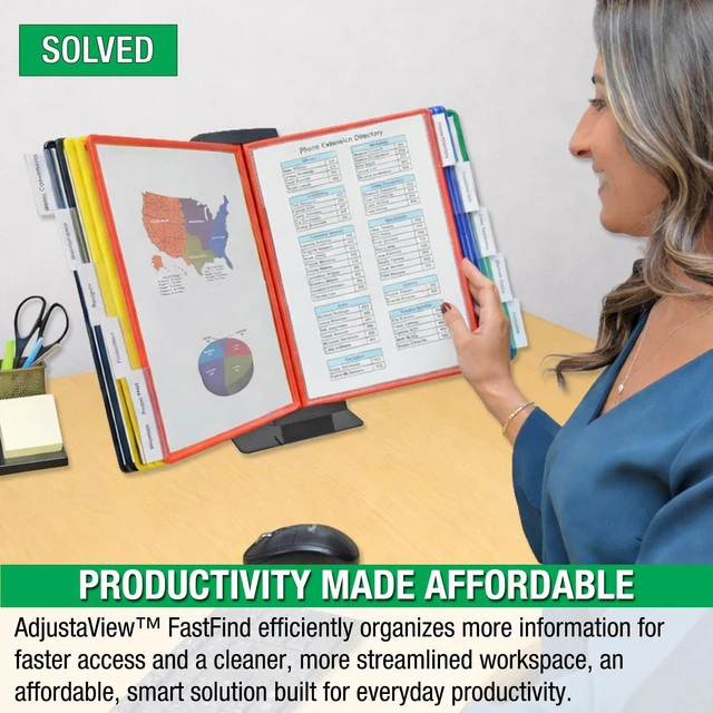 Alt view image 3 of 7 - FASTFIND 10-Pocket Desk Reference Display Organizer, Colors Compact, Heavy-Duty, Weighted Metal Base Takes up Minimial Desk Space While Keeping Your Display Organizer Firmly in Place