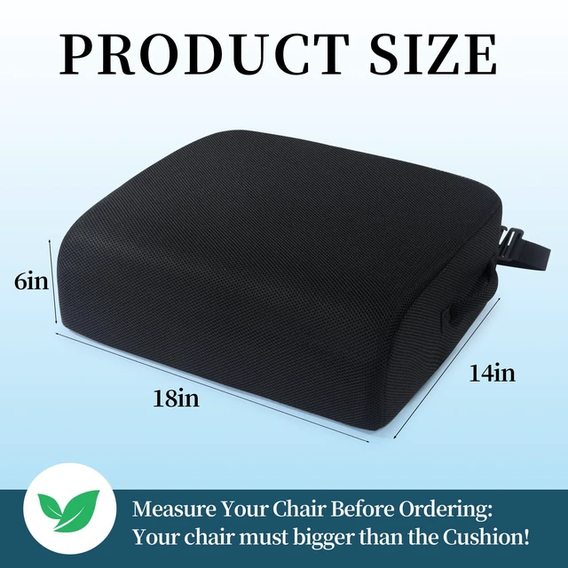 Alt view image 4 of 7 - Extra Thick Chair Cushions,Office Chair Booster Seat Cushion to Raise Seat Height for Pain Relief, Non Slip Memory Foam Thick Cushion with Carry Handle (Black, 18 * 14 * 6)